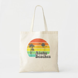 Tote Bag Plages d'Aloha Retro Beach Vacances Été Citation W