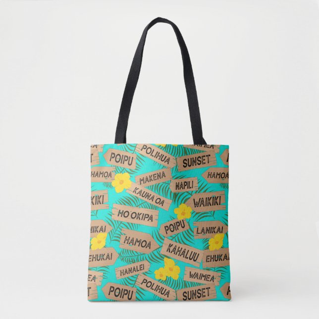 Tote Bag Plages hawaïennes sur Bright Blue (Devant)