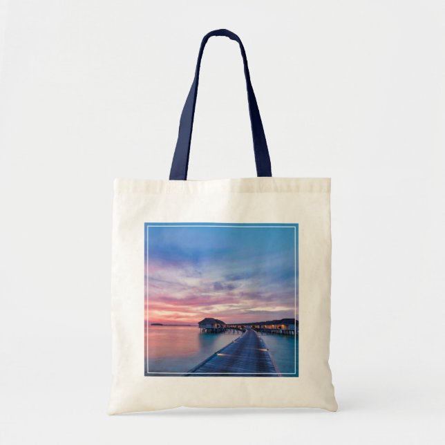 Tote Bag Plages tropicales | Bungalows Maldives (Devant)