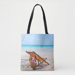 Tote Bag Plages tropicales   Chaise de plage sur sable