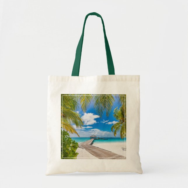 Tote Bag Plages tropicales | Jetty en bois des Maldives (Devant)