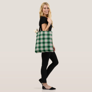 Tote Bag Plaid à la crème verte