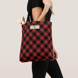 Tote Bag Plaid de Buffalo d'ours noir personnalisé