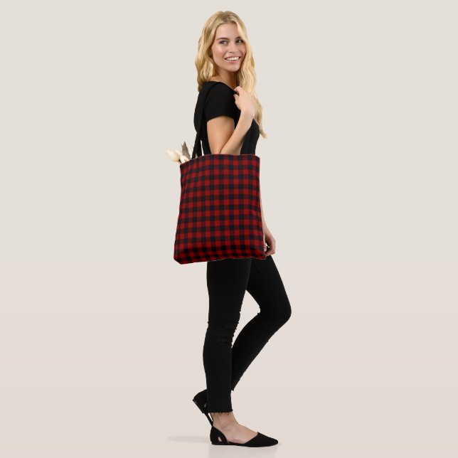 Tote Bag Plaid de buffle rouge et noir (Sur le modèle)