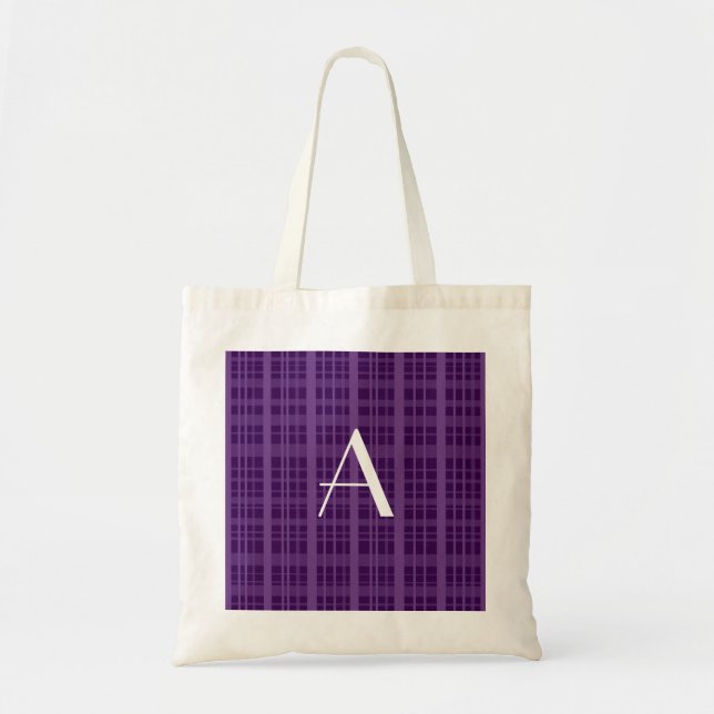 Tote Bag Plaid de pourpre de monogramme (Devant)