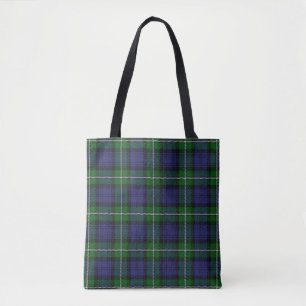 Tote Bag Plaid de tartan écossais de vert bleu de Forbes d