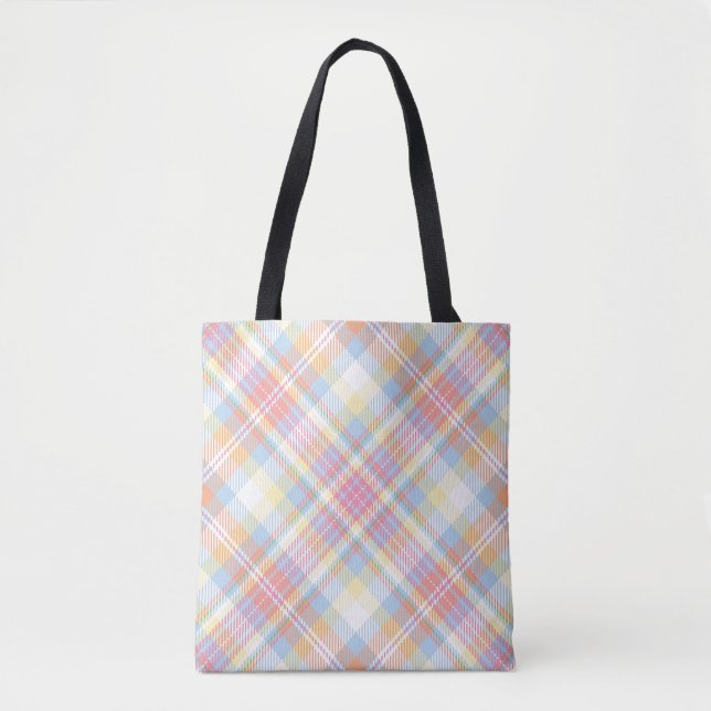 Tote Bag Plaid en pastel de rayure (Devant)