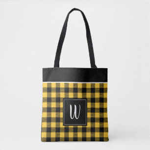 Tote Bag Plaid jaune personnalisé de contrôle de Buffalo
