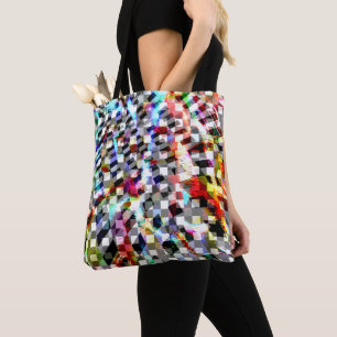 Tote Bag Plaid tordu sous des taches colorées, sta scandale