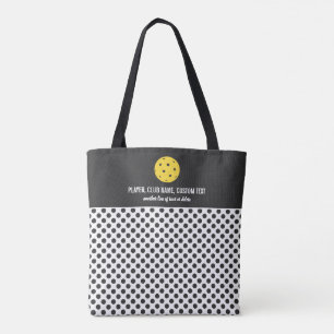 Tote Bag Plaisir Polka Dot Imprimer Pickleball Paddle Perso