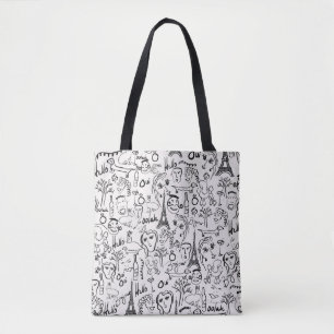 Tote Bag Plan de la scène Paris Rue Noir & Blanc