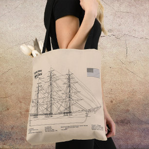 Tote Bag Plan de voilure du navire Clipper Flying Cloud - P