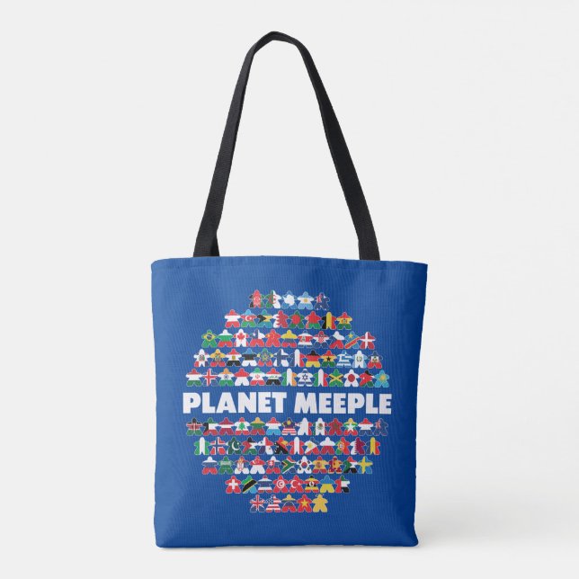 Tote Bag Planet Meeple, White Text Fourre-tout (Dos)
