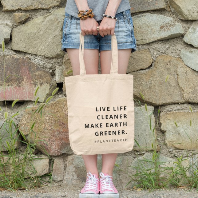 Tote Bag Planète Terre Vivre Vie Nettoyer Terre Plus Vert (Créateur téléchargé)