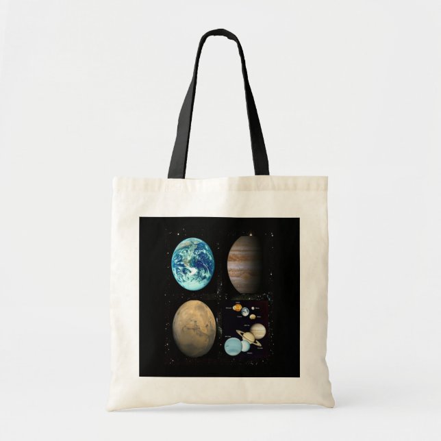 Tote Bag Planètes système solaire collage (Devant)
