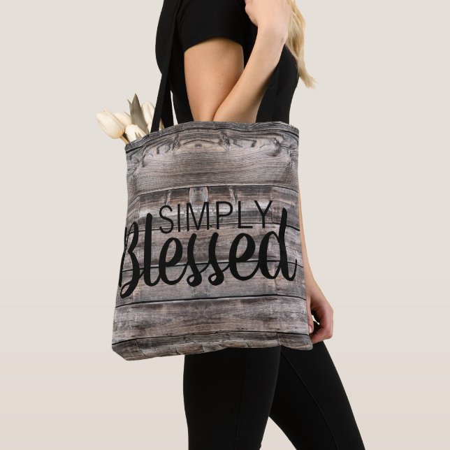 Tote Bag PLANQUES patinées EN BOIS simplement bénis (De près)