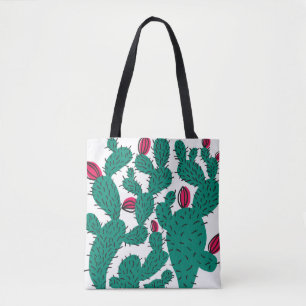 Tote Bag Plante Cactus, motif vintage vert sans couture.