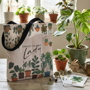 Tote Bag Plante de maison Dame folle de plantes aquarelle m