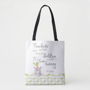 Tote Bag Plante en pot Licorne Mignonne et Citation d'Ensei