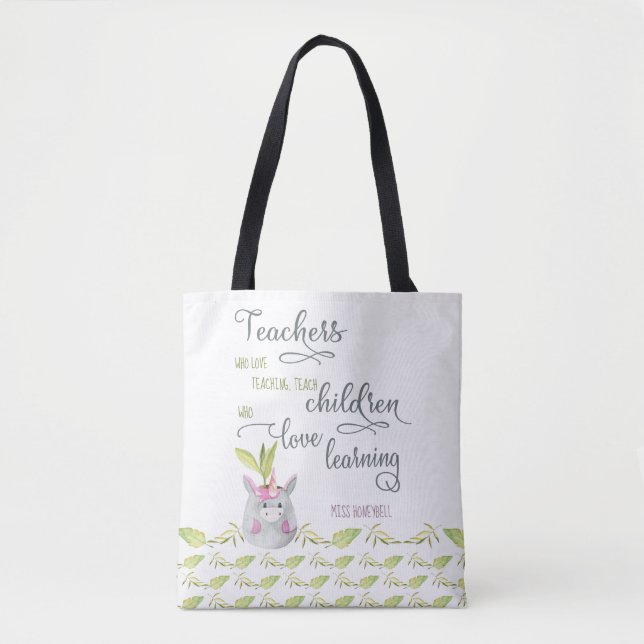 Tote Bag Plante en pot Licorne Mignonne et Citation d'Ensei (Devant)