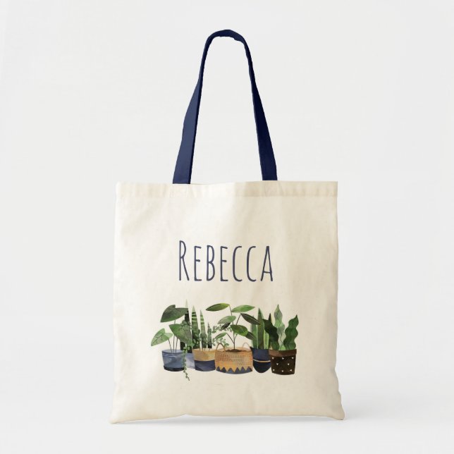Tote Bag Plante en pot personnalisée & Cactus  (Devant)