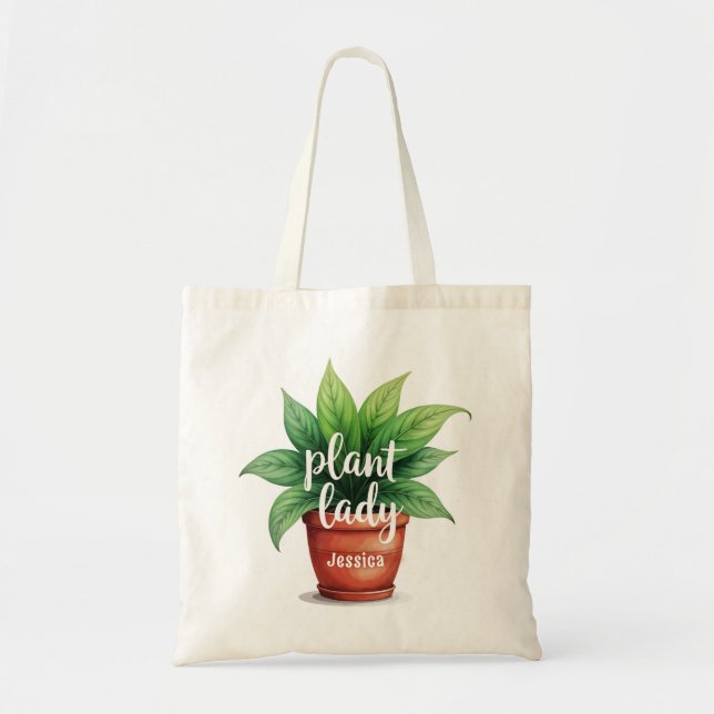 Tote Bag Plante personnalisée Lady Gardening (Devant)