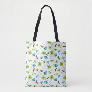 Tote Bag Plantes aquarelle : Motif Floral sans joint.