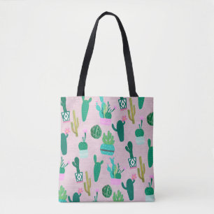Tote Bag Plantes de cactus cactées sud-ouest rustique rose