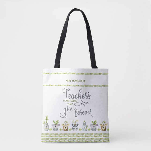 Tote Bag Plantes en pot d'animaux mignons et citation d'ens (Devant)
