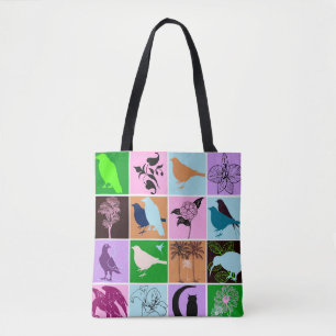 Tote Bag Plantes et oiseaux Silhouette Nature animale Art