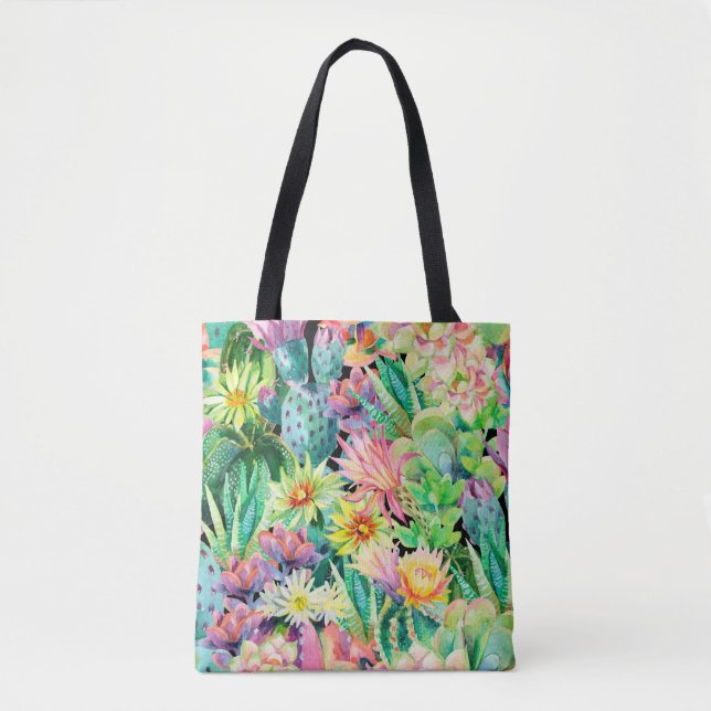 Tote Bag Plantes succulents et motif de jardin de cactus (Devant)