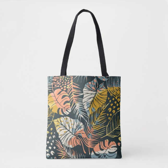 Tote Bag Plantes tropicaux : motif artistique abstrait. (Devant)