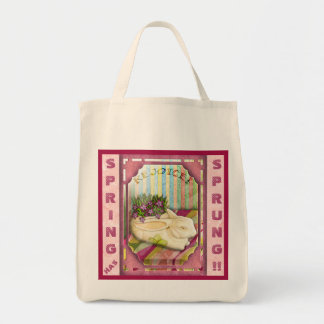 Tote Bag Planteur lapin rose Pâques personnalisé