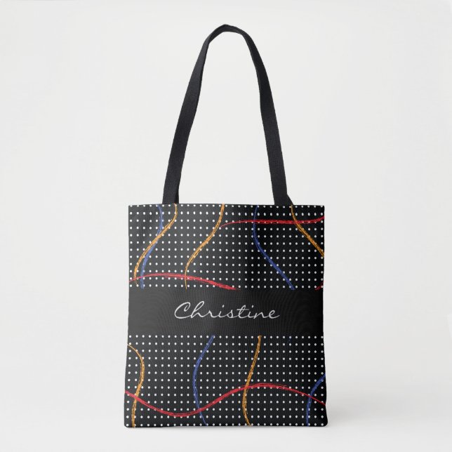 Tote Bag Plaque et points de peinture rétro (Devant)