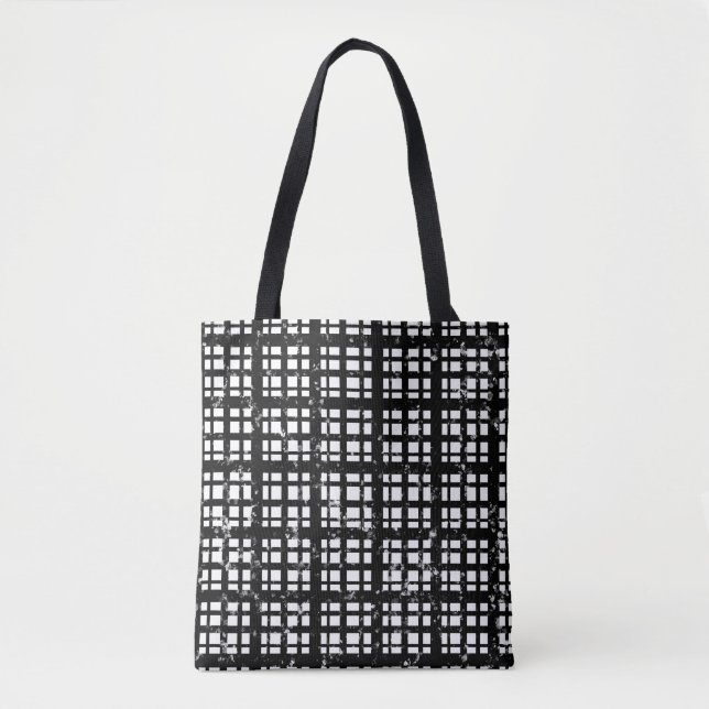 Tote Bag Plaqué noir et blanc avec plaque de peinture (Devant)