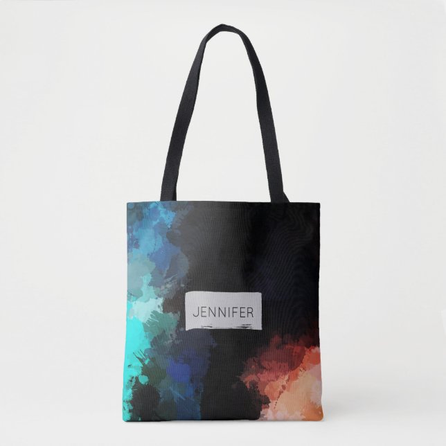 Tote Bag Plaques de peinture Abstraites modernes noir orang (Devant)