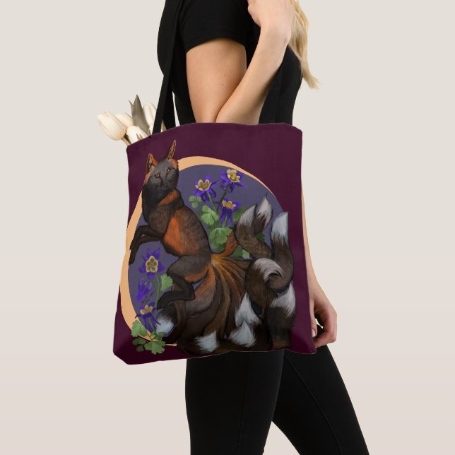 Tote Bag Plateau de Trinket Fleurs Kitsune et Columbine (De près)