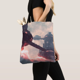 Tote Bag Plates-formes futuristes dans les nuages au crépus