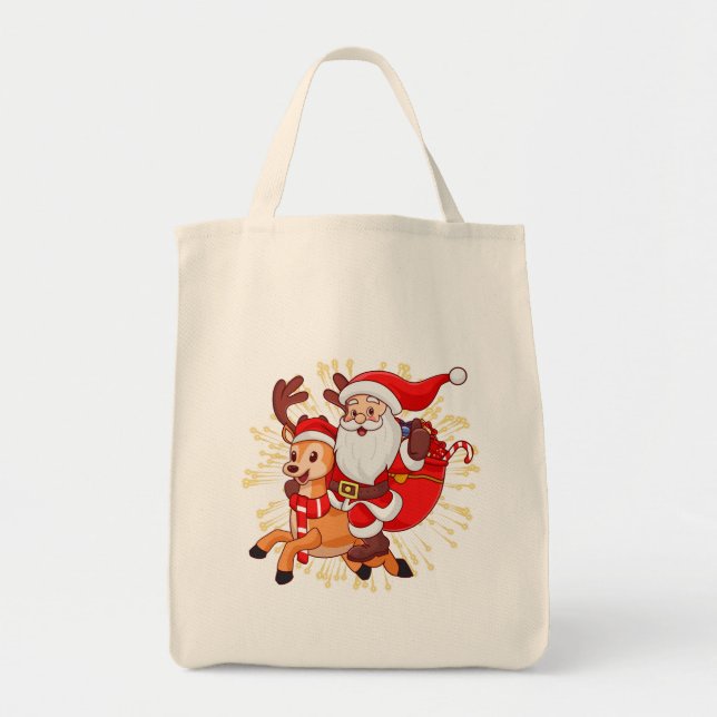 Tote Bag **"Playful Santa Claus Design – Fun and Festive Ch (Devant)