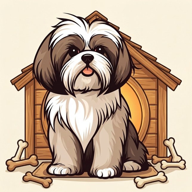 Tote Bag Playful Shih Tzu Dog House  (Cute Adorabel Shih Tzu Art!)