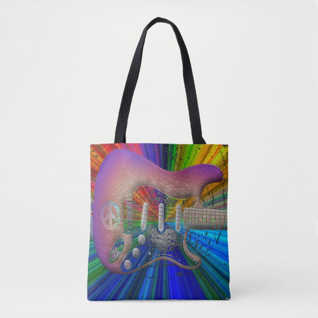 Tote Bag Pleine image Fourre-tout de couleurs de guitare (Devant)