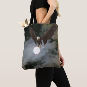 Tote Bag Pleine lune d'aigle chauve Imaginaire de nuit Sky