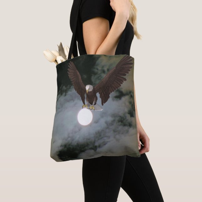 Tote Bag Pleine lune d'aigle chauve Imaginaire de nuit Sky (De près)