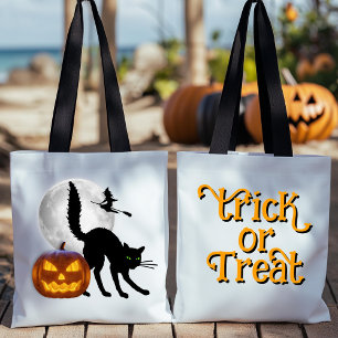 Tote Bag Pleine lune de chat noir pour adultes Tricoter ou