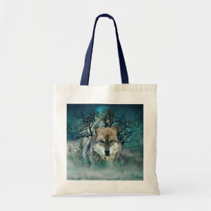 Tote Bag Pleine lune de loup en brouillard
