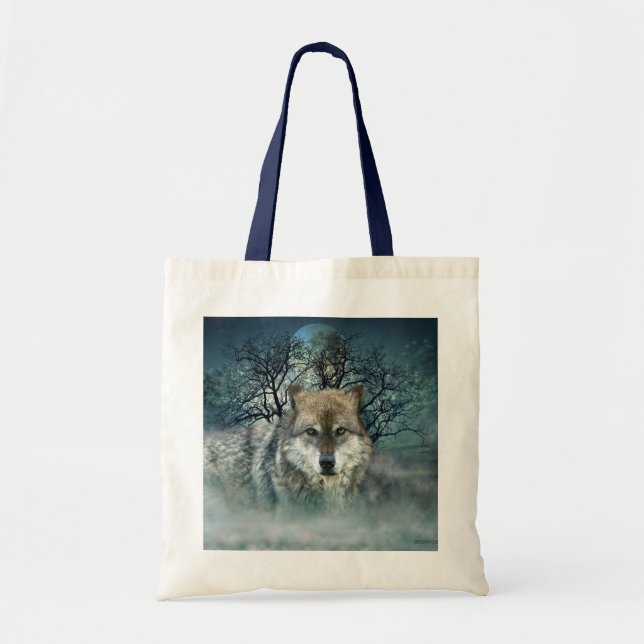 Tote Bag Pleine lune de loup en brouillard (Devant)