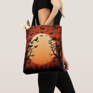 TOTE BAG PLEINE LUNE D'HALLOWEEN SPOOKY AVEC DES CHAUVES-SO