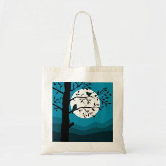 Tote Bag Pleine lune nocturne avec oiseaux