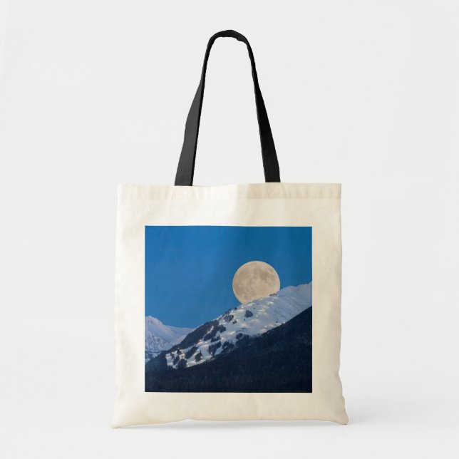 Tote Bag Pleine lune Sur Alyeska Station De Ski, Alaska (Devant)