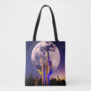 Tote Bag Pleine lune sur le Saguaro Cactus